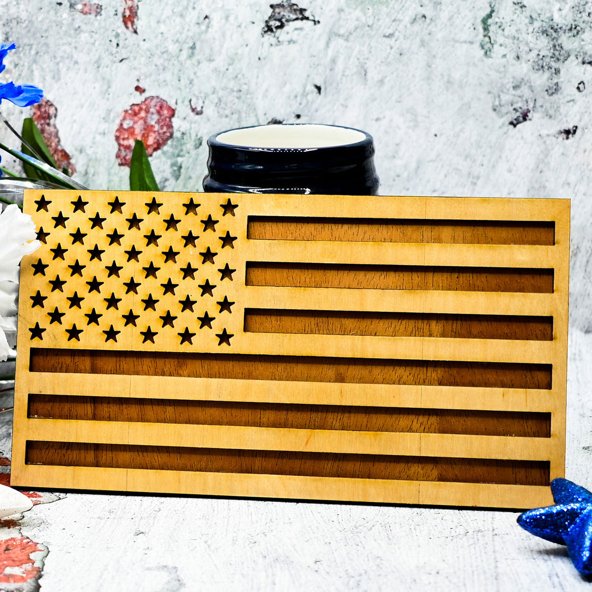 Flag Line Decocation Patriotic Layered American Flag Decoration – Glowforge Shop