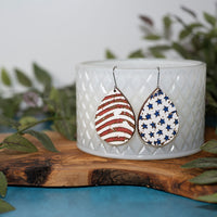 Patriotic Stars and Stripes Distressed Dangle Earrings