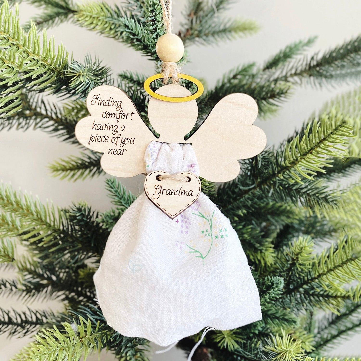 Personalizable Angel Memorial Christmas Ornament With Loved One’s Fabr ...