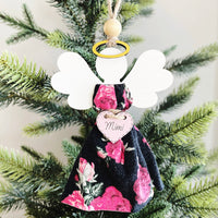 Personalizable Angel Memorial Christmas Ornament With Loved One’s Fabric (Set of 3)