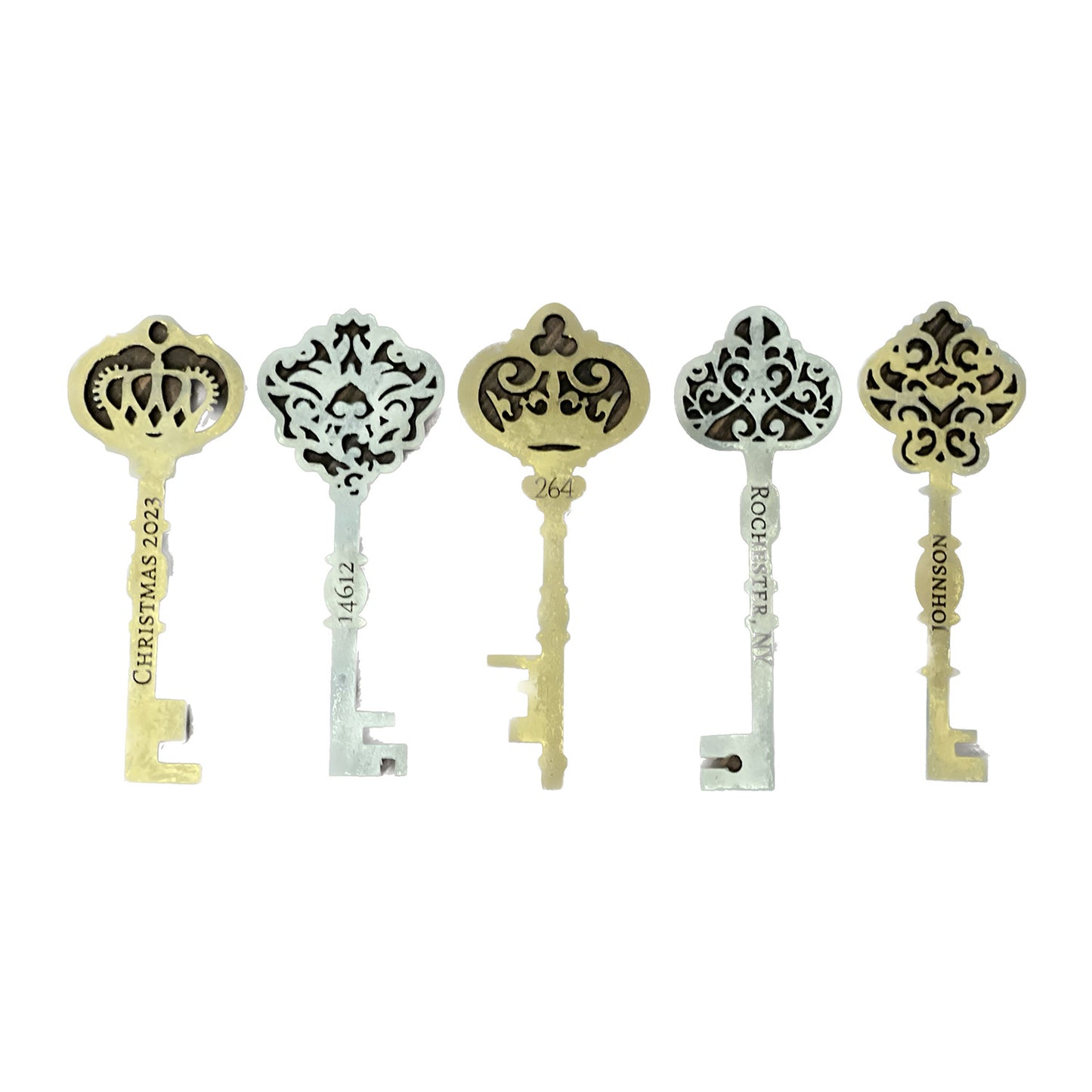 Personalizable Antique Key Christmas Ornaments (Set of 5)