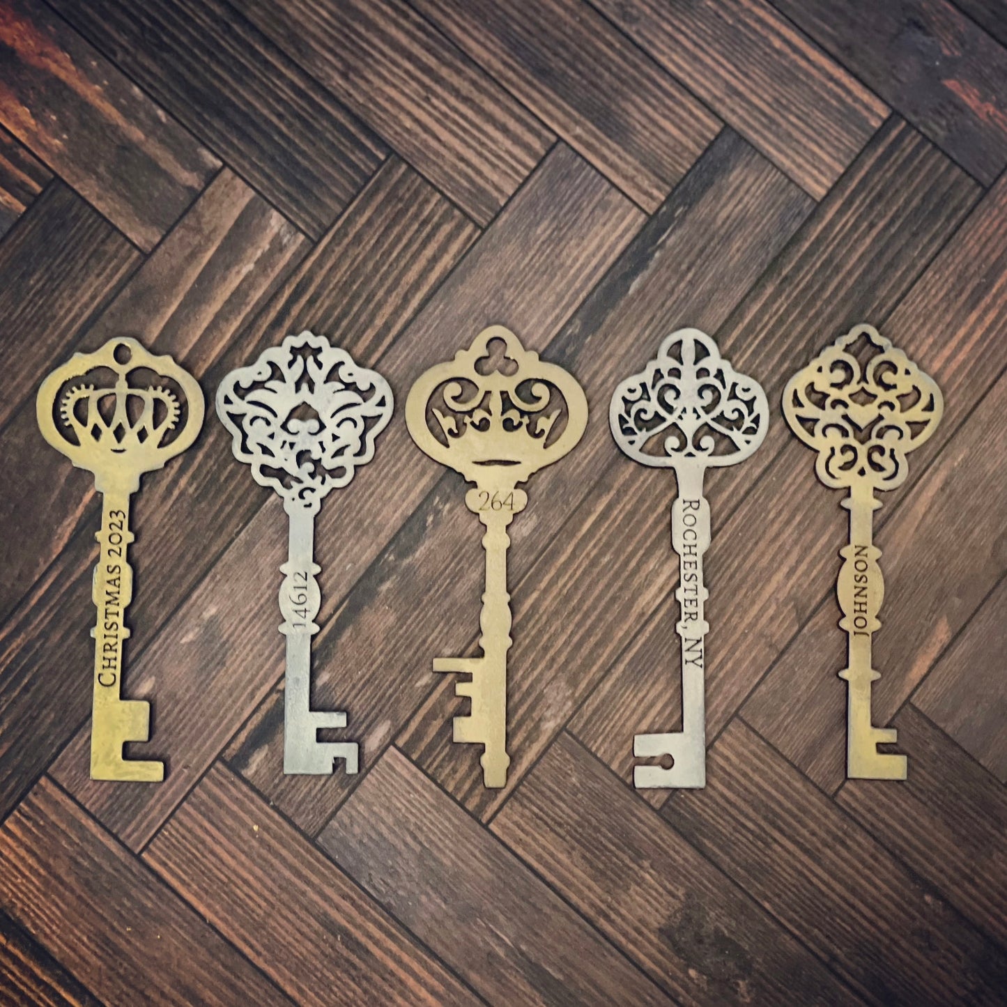 Personalizable Antique Key Christmas Ornaments (Set of 5)