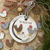 Personalizable Chicken Christmas Ornament (Set of 2)