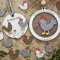 Personalizable Chicken Christmas Ornament (Set of 2)