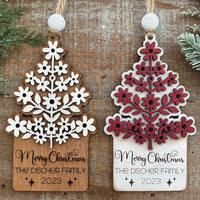 Personalizable Layered Flower-Themed Christmas Tree Ornament