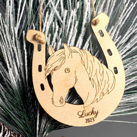 Personalizable Luck and Joy - Lucky Horseshoe Christmas Ornament