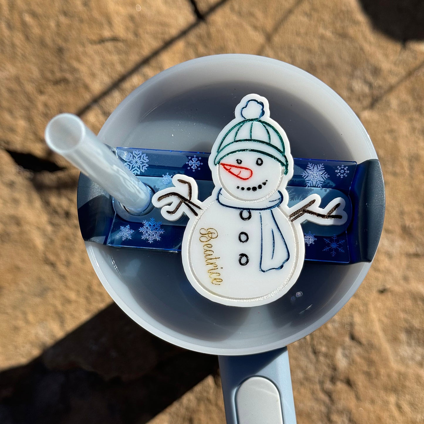 Snowman Stanley Tumbler Name Plate, Tumbler Topper, Christmas