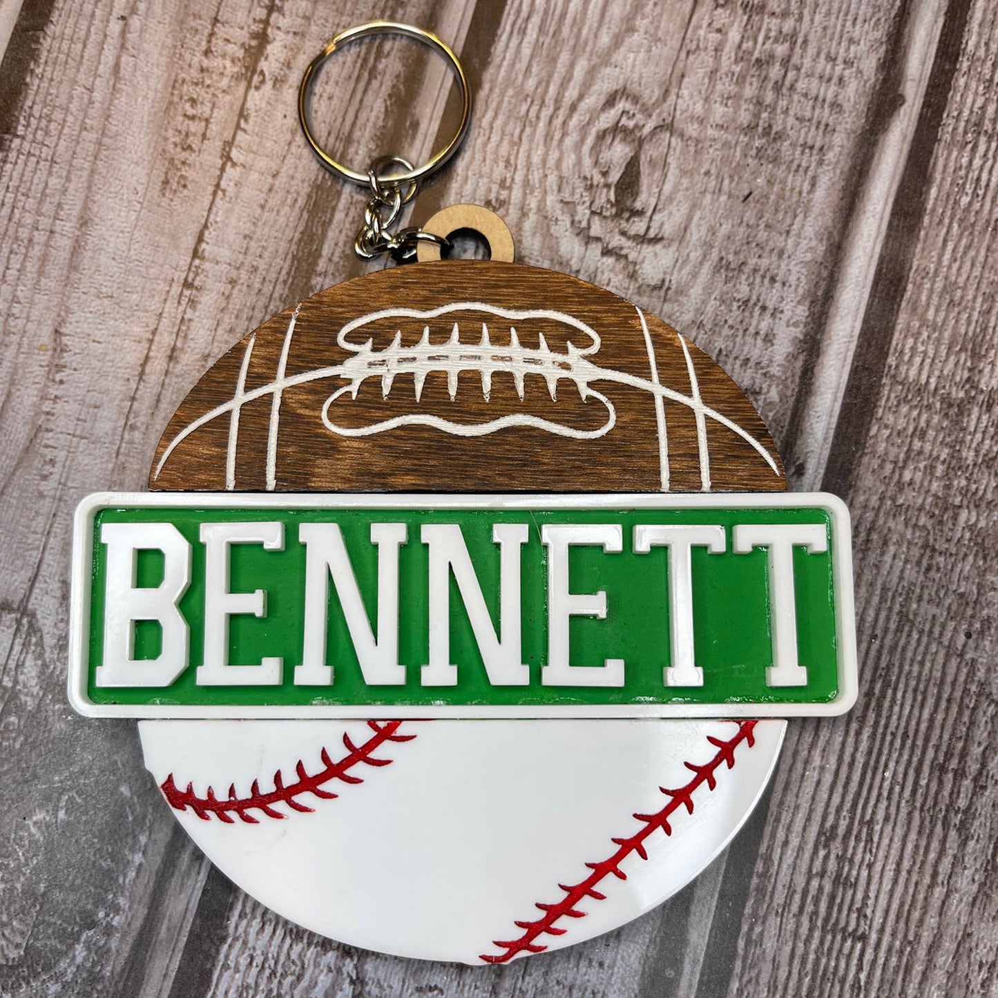 Personalizable Sports-Themed Name Sign with Matching Keychain