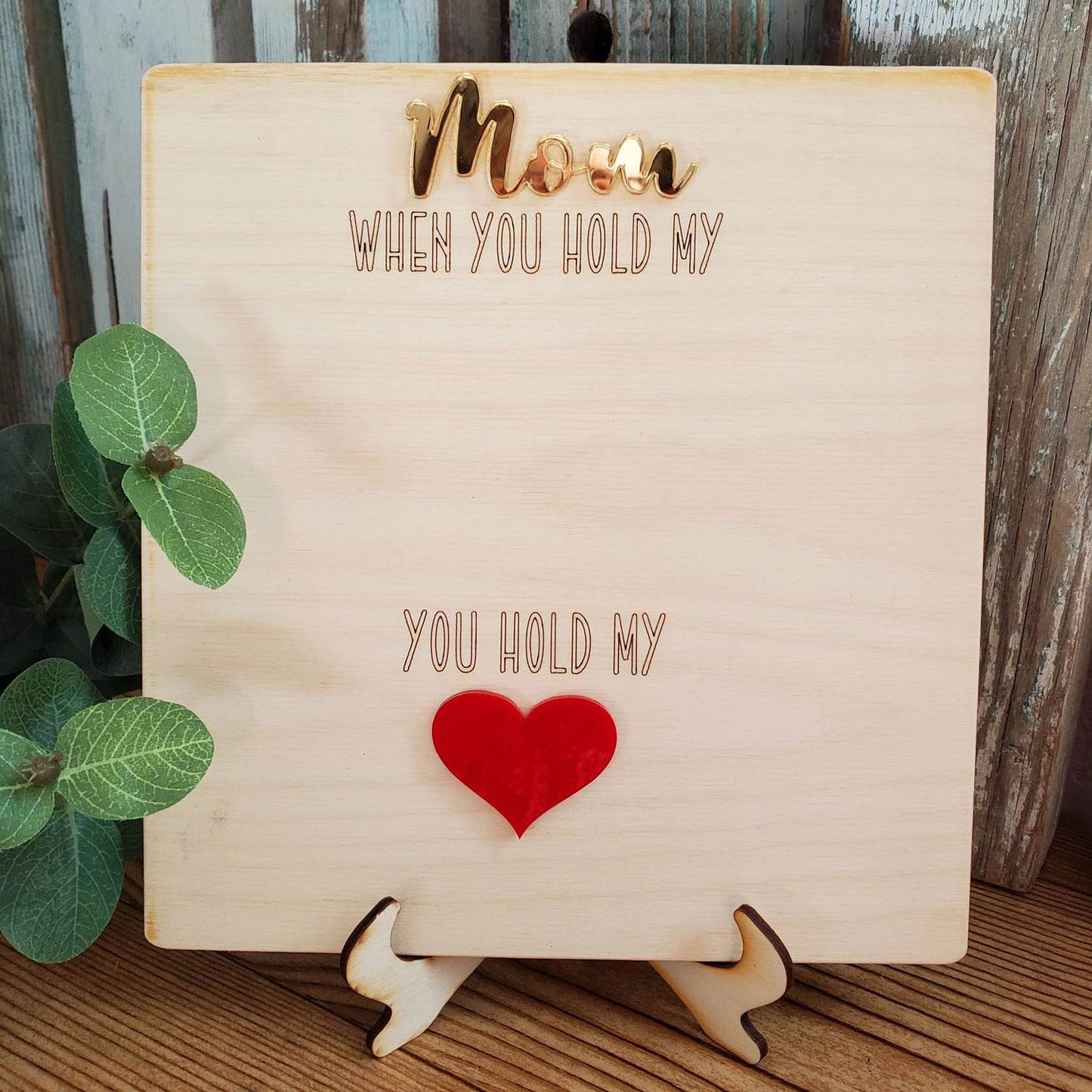 Personalized Kid's Handprint Sign - When You Hold My Hand, You Hold My Heart - Mother or Father's Day Sign