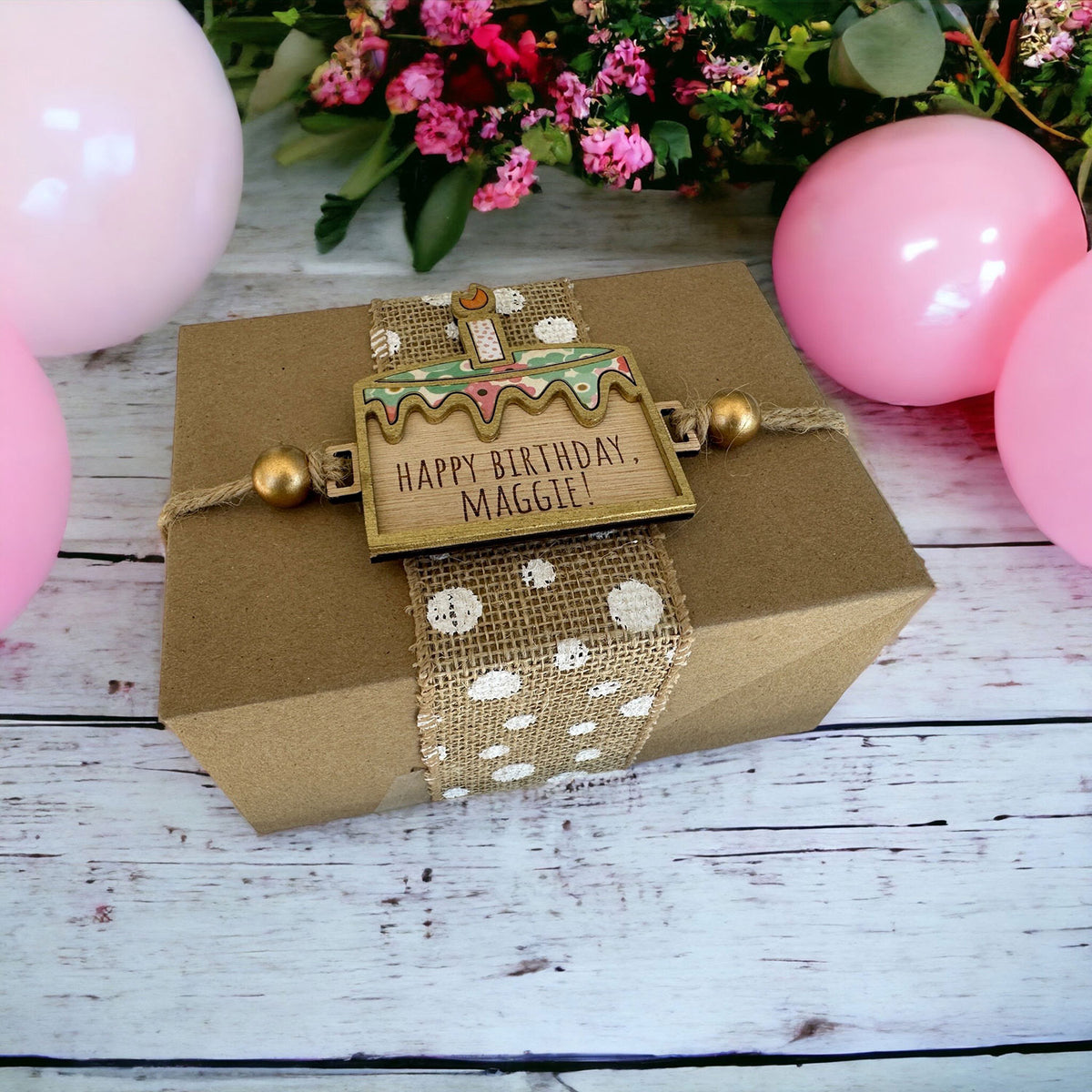 Example Cake Tag Personalized 2-Layered Birthday Cake Tag – Glowforge Shop