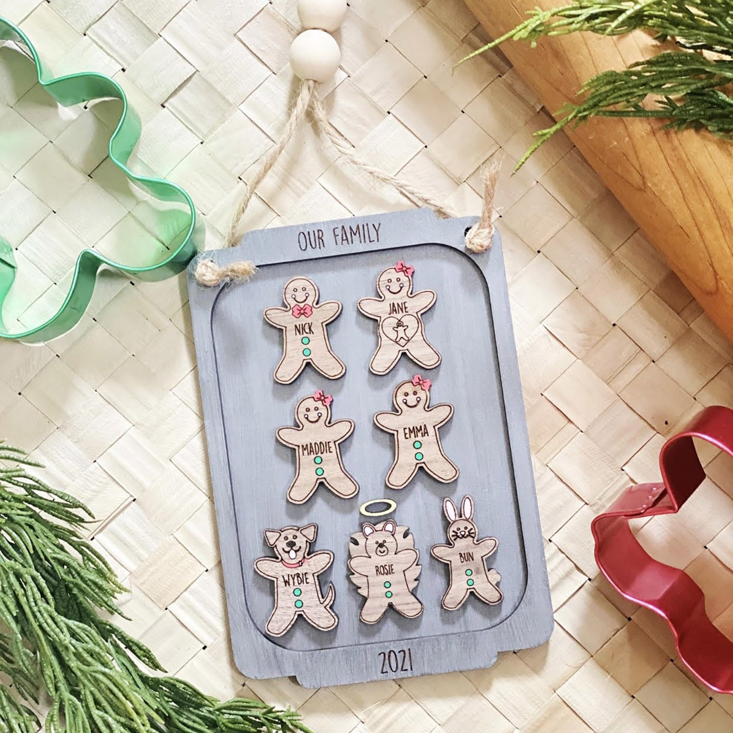 Custom Gingerbread Personalized Gingerbread Family Christmas Ornament – Glowforge Shop