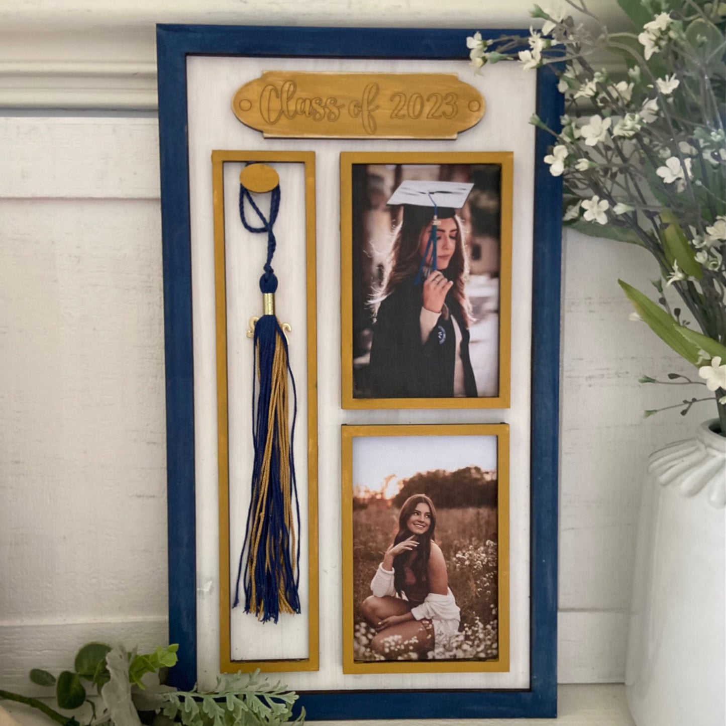 Personalized Graduation Tassel and 2-Picture Display Frame Sign