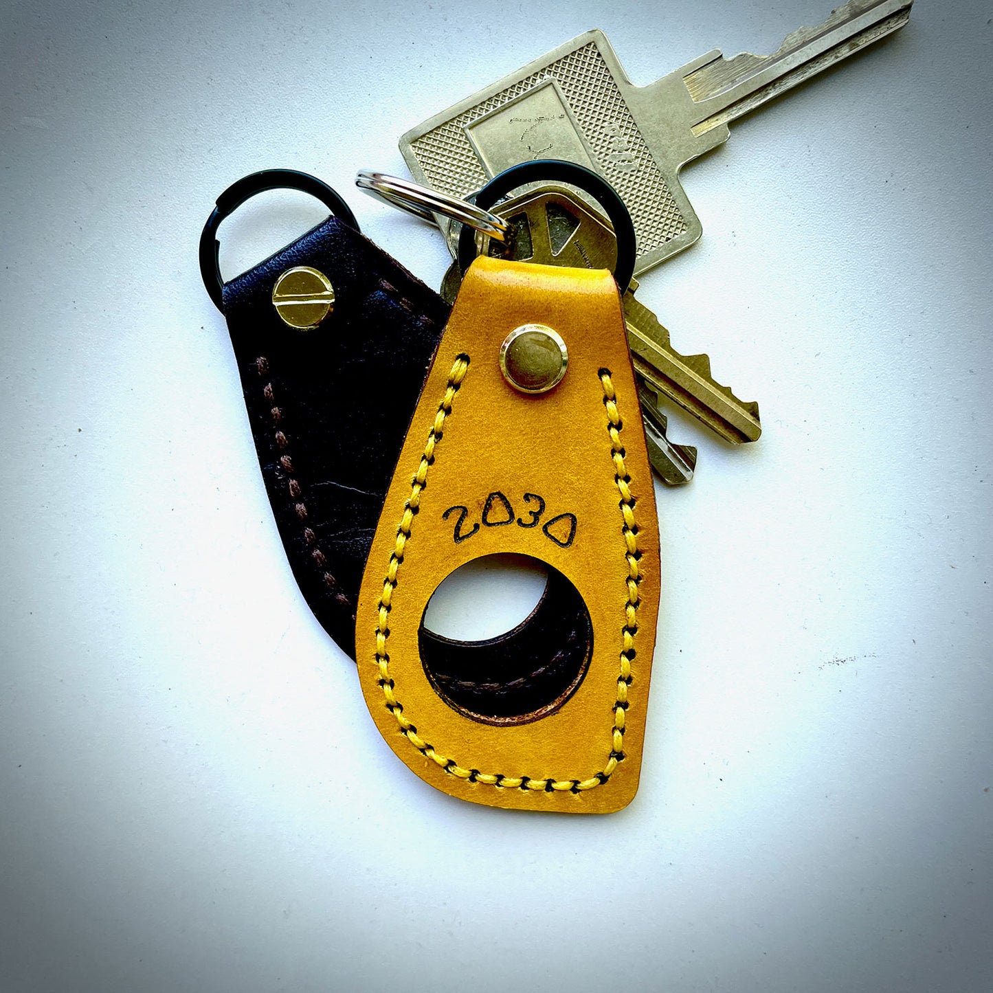 Personalized Ready Key Fob - Leather Keychain