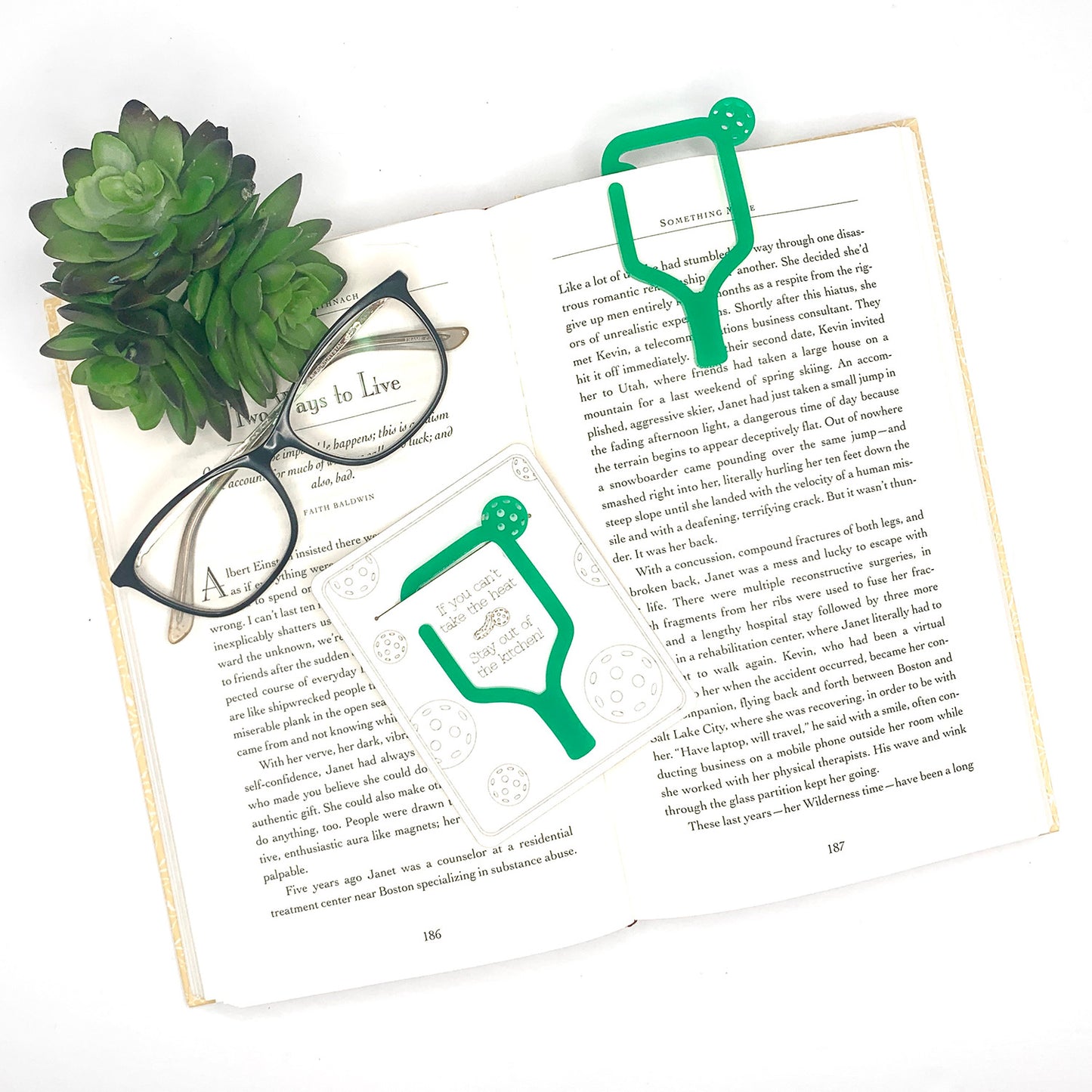 Pickleball-Shaped Bookmark with Card Backer - Paperclip - Snack Bag Closure