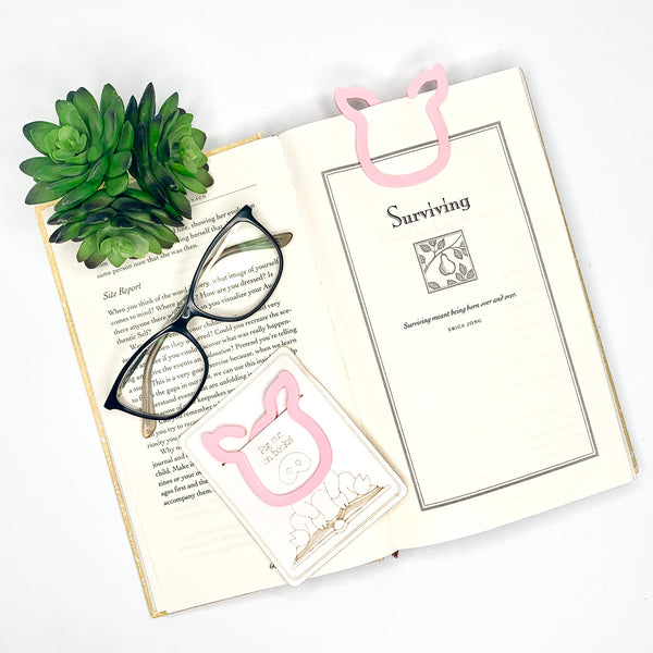 Pig-Shaped Bookmark with Card Backer - Paperclip - Snack Bag Closure ...