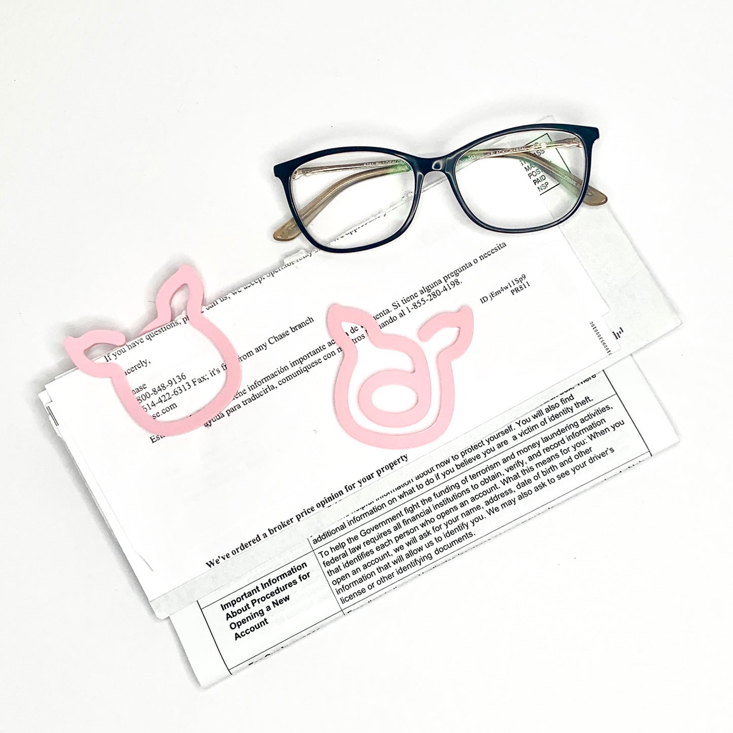 Pig-Shaped Bookmark with Card Backer - Paperclip - Snack Bag Closure