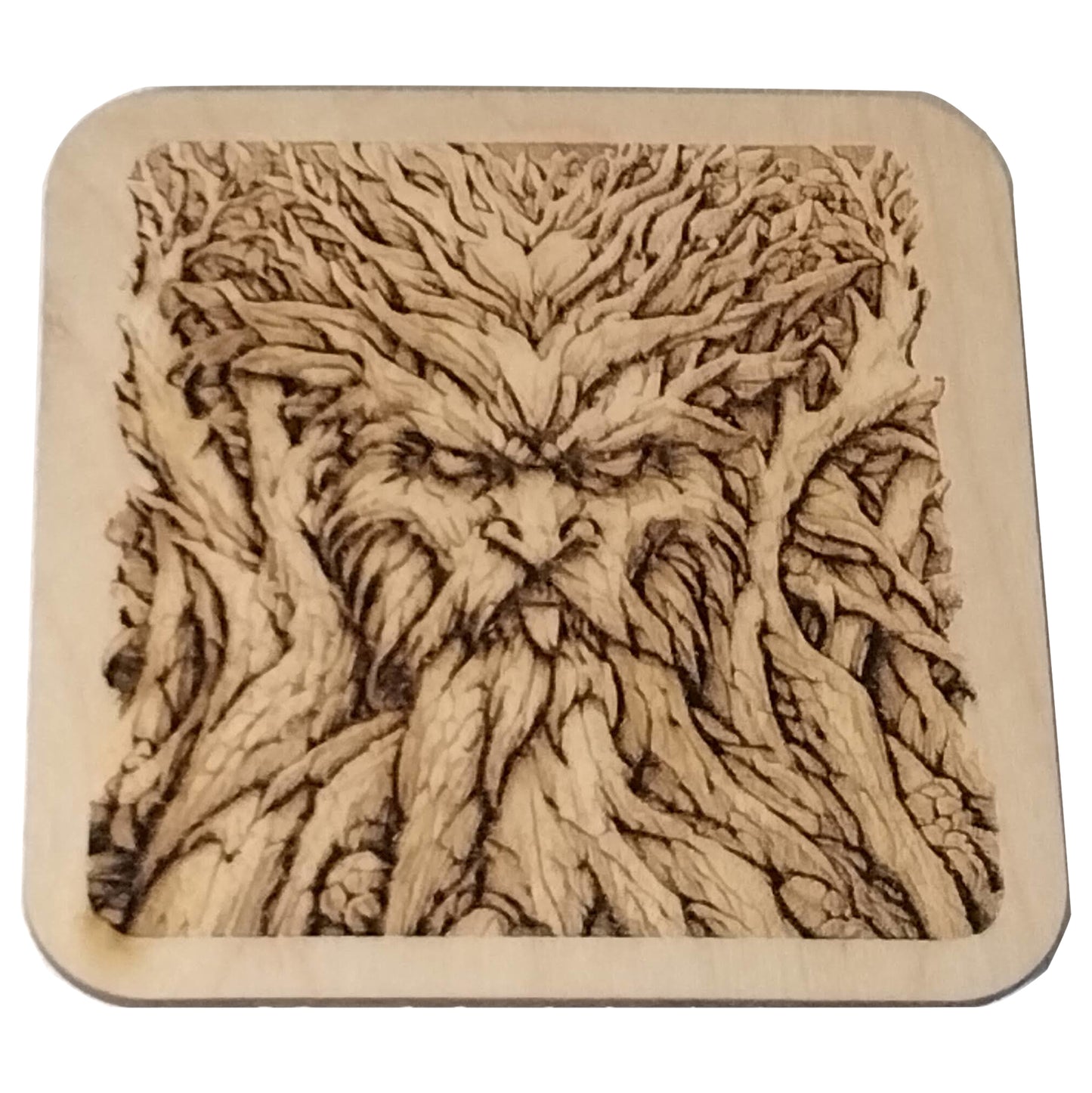 Powerful Greenman of the Forest Square Coaster