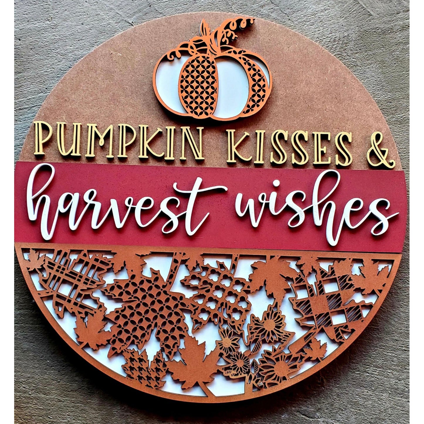 Pumpkin Kisses & Harvest Wishes Fall Sign