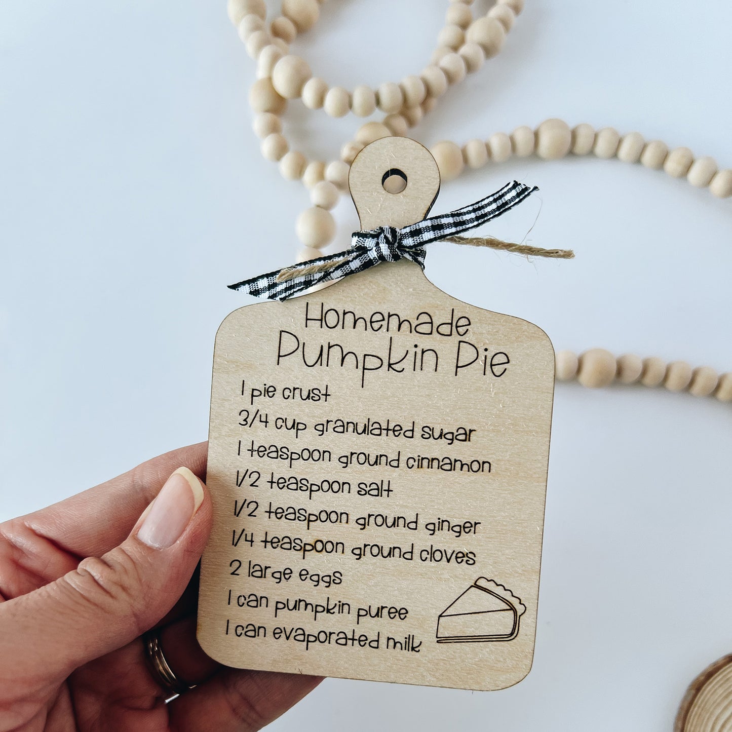 Pumpkin Pie Recipe Board - Thanksgiving Ornament