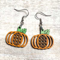 Rattan Pumpkin Earrings - Fall Earrings