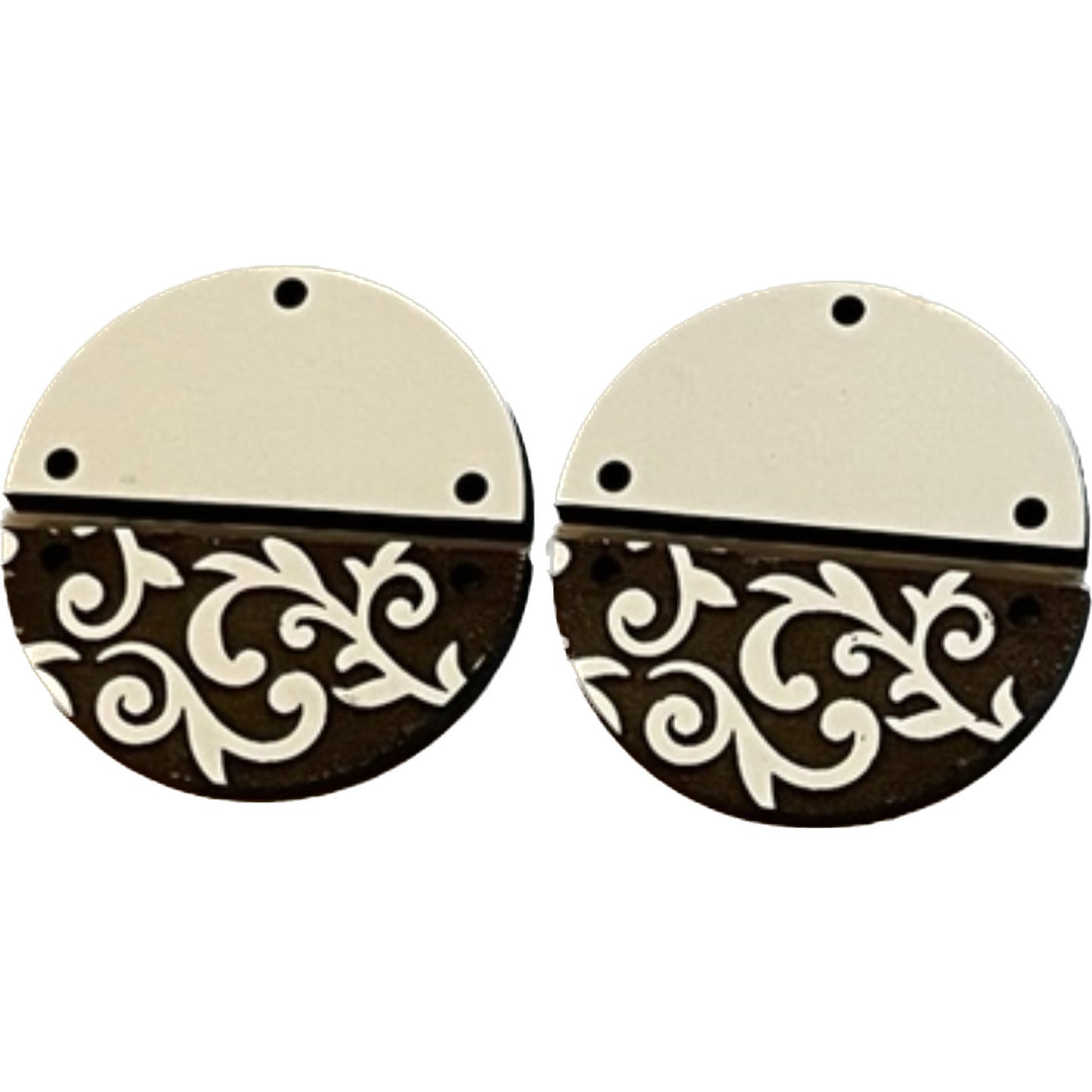 Reverse Engrave Flourish Split Round Earrings