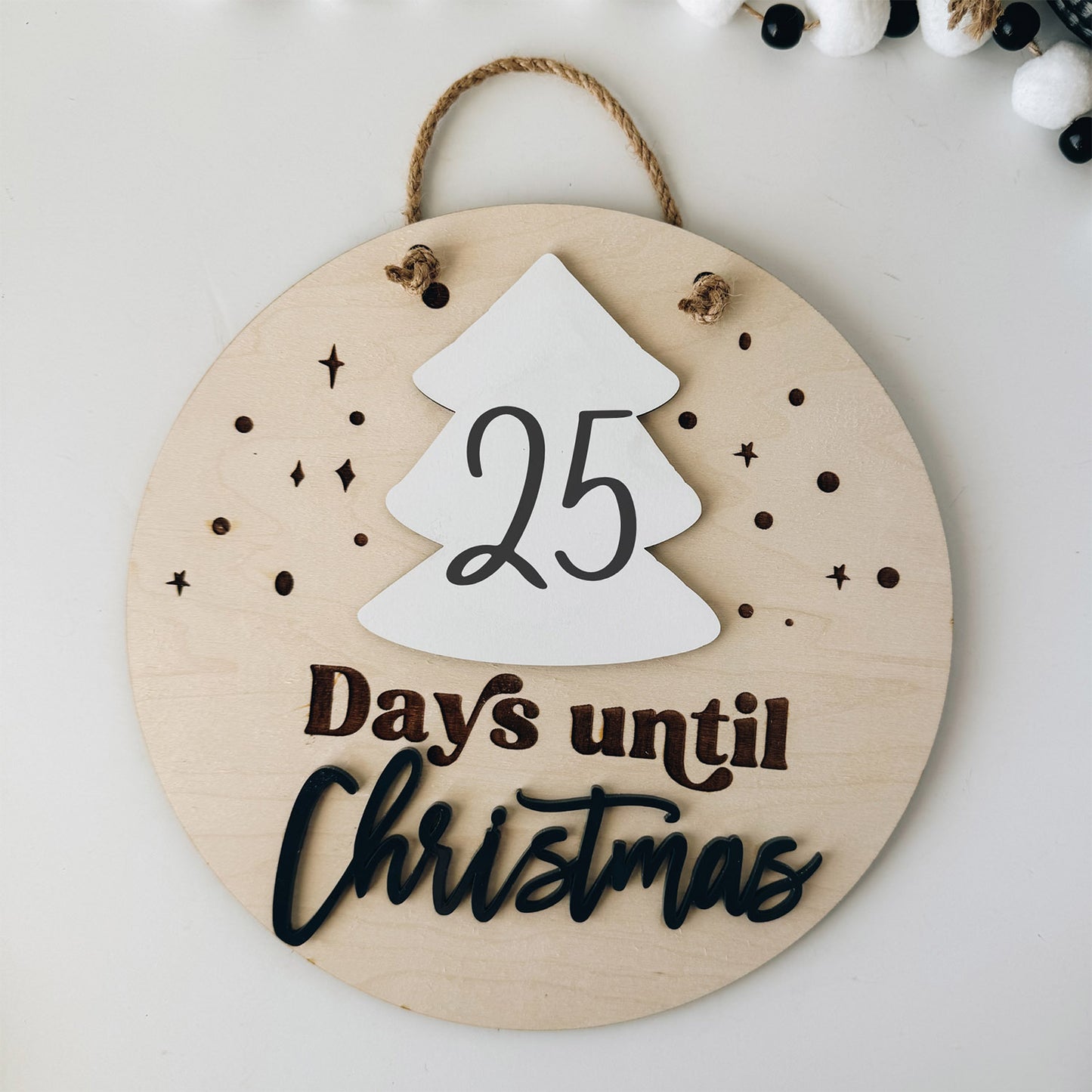 Round Christmas Countdown Sign