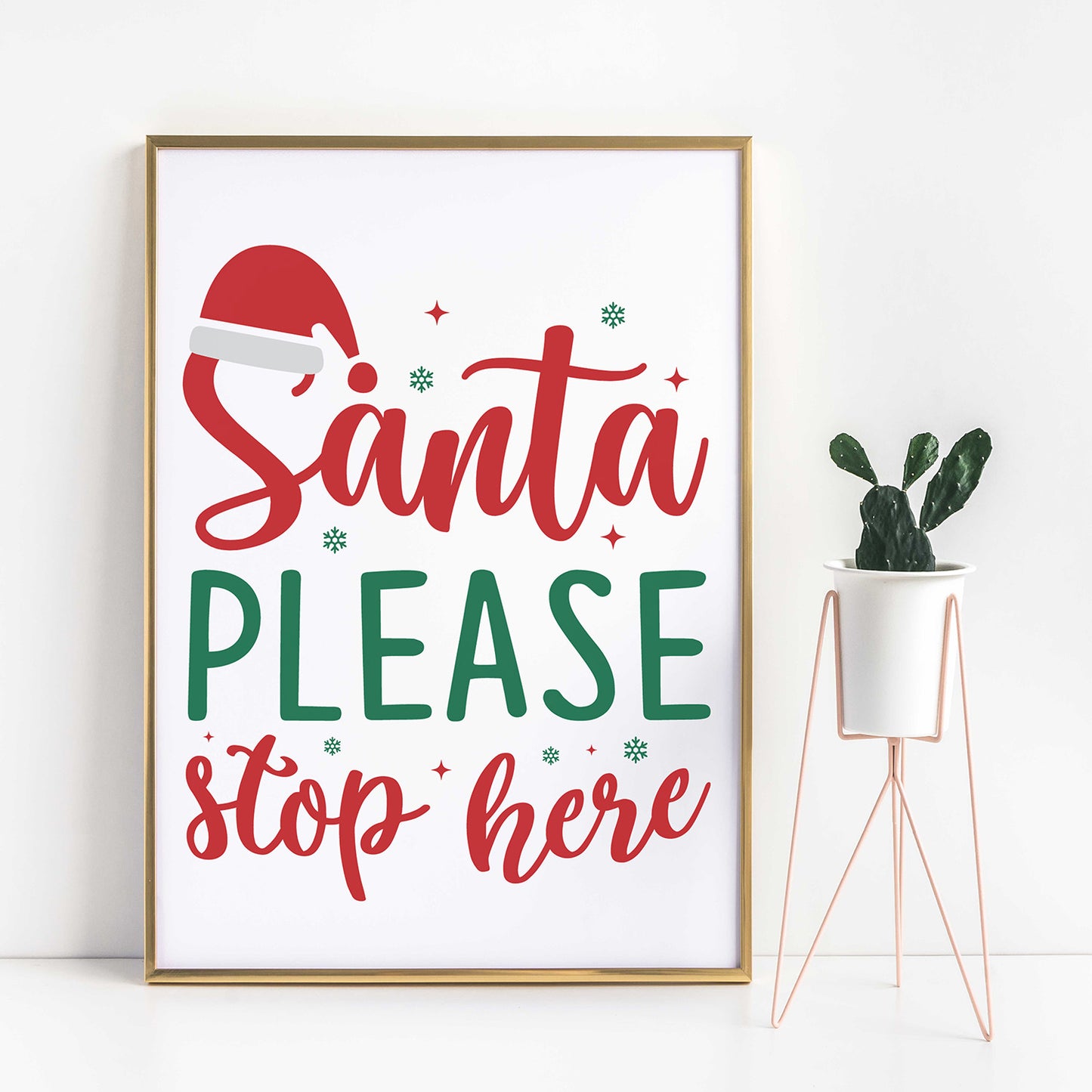 "Santa Please Stop Here" With Hat Graphic