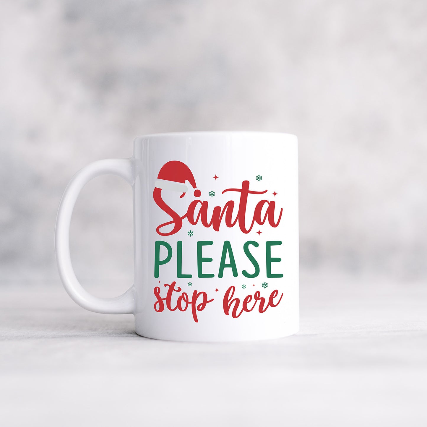 "Santa Please Stop Here" With Hat Graphic
