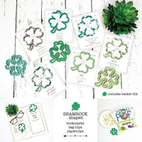 Shamrock-Shaped Bookmark with Card Backer - Paperclip - Snack Bag Closure