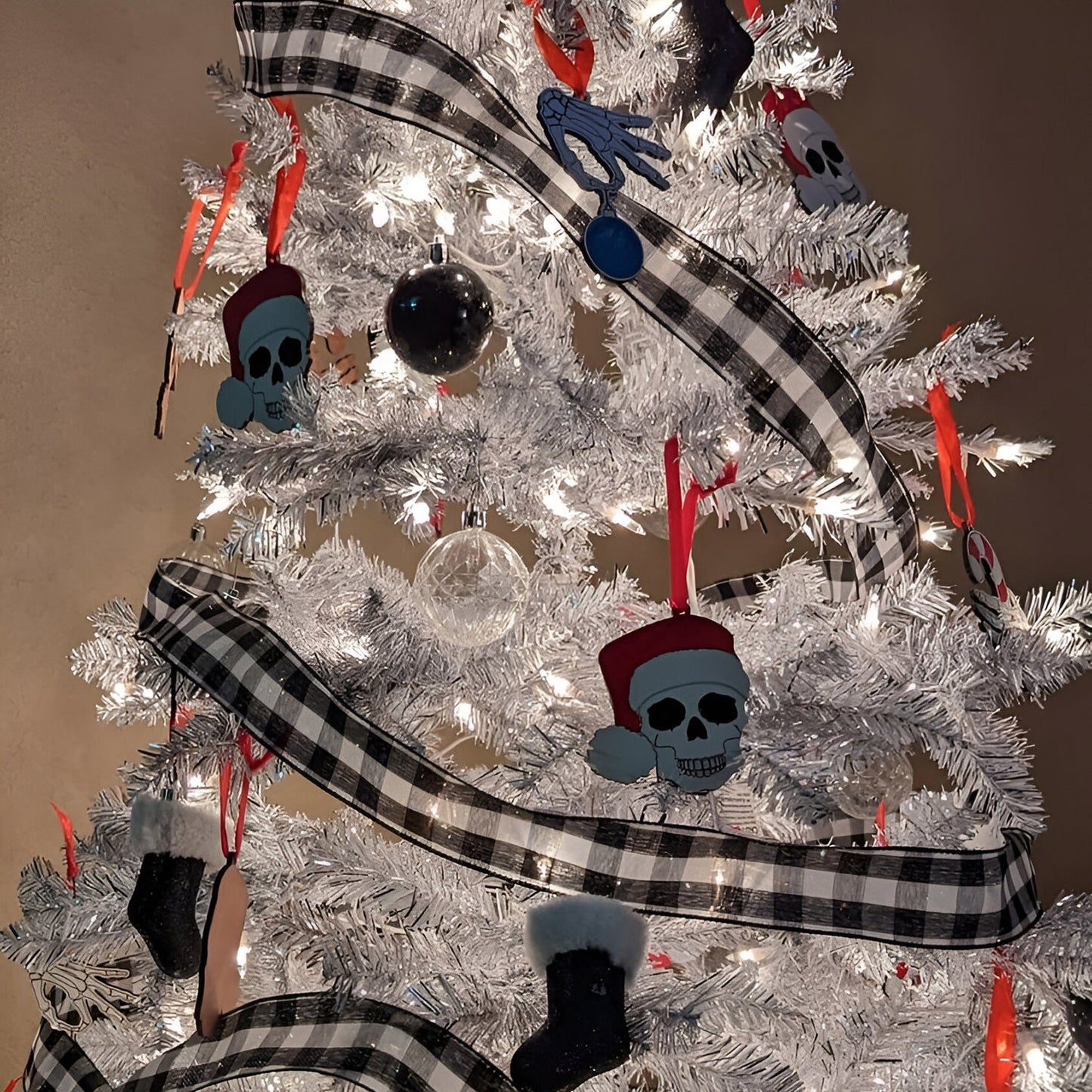 Skeleton Santa Christmas Ornaments (Set of 4)