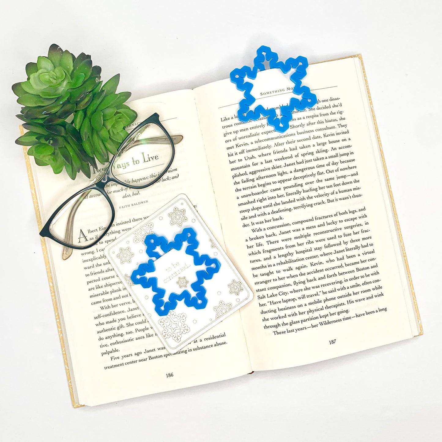 Snowflake-Shaped Bookmark with Card Backer - Paperclip - Snack Bag Closure