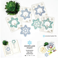 Snowflake-Shaped Bookmark with Card Backer - Paperclip - Snack Bag Closure