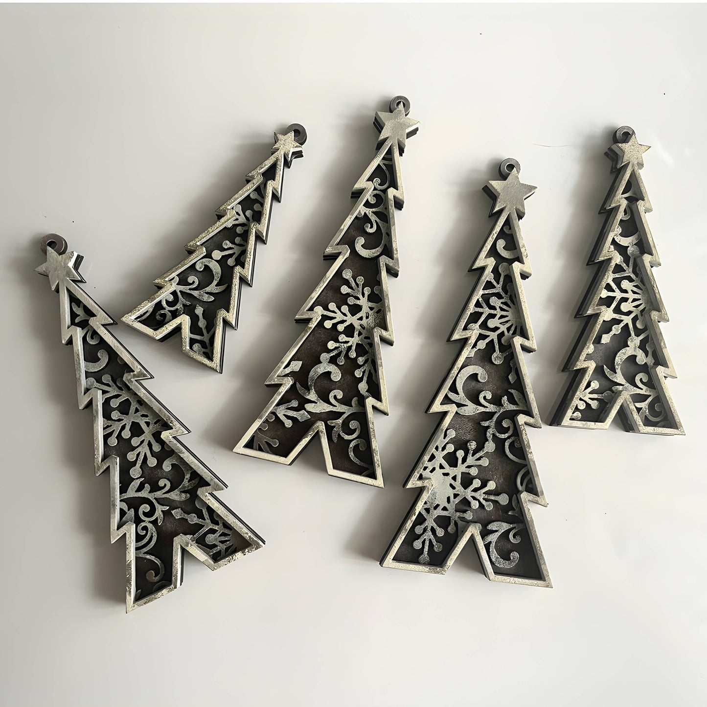 Snowflake Flourish Christmas Tree Ornaments (Set of 5)