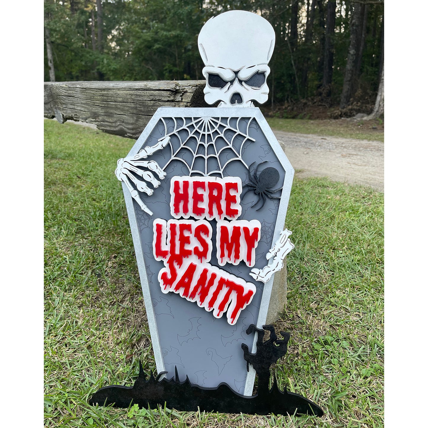 Spooky Halloween Skeleton Coffin Stand