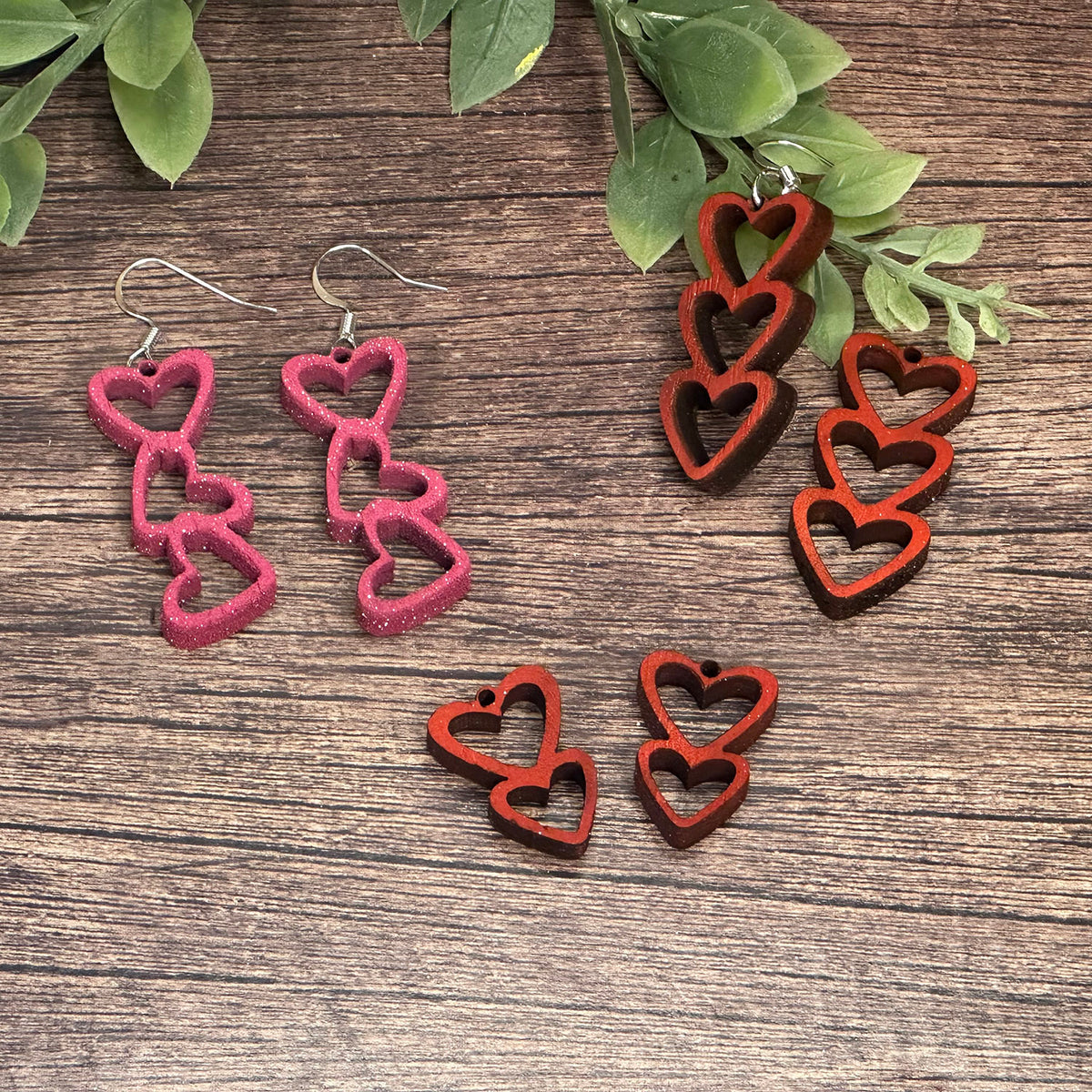 Stacked Hearts Valentine Earrings (Set of 3)