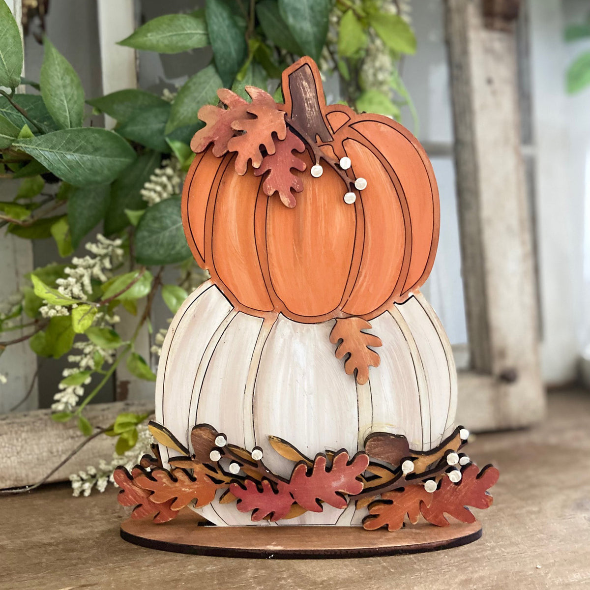 Stacked Pumpkin Shelf Sitter Sign - Fall Decorative Sign – Glowforge Shop