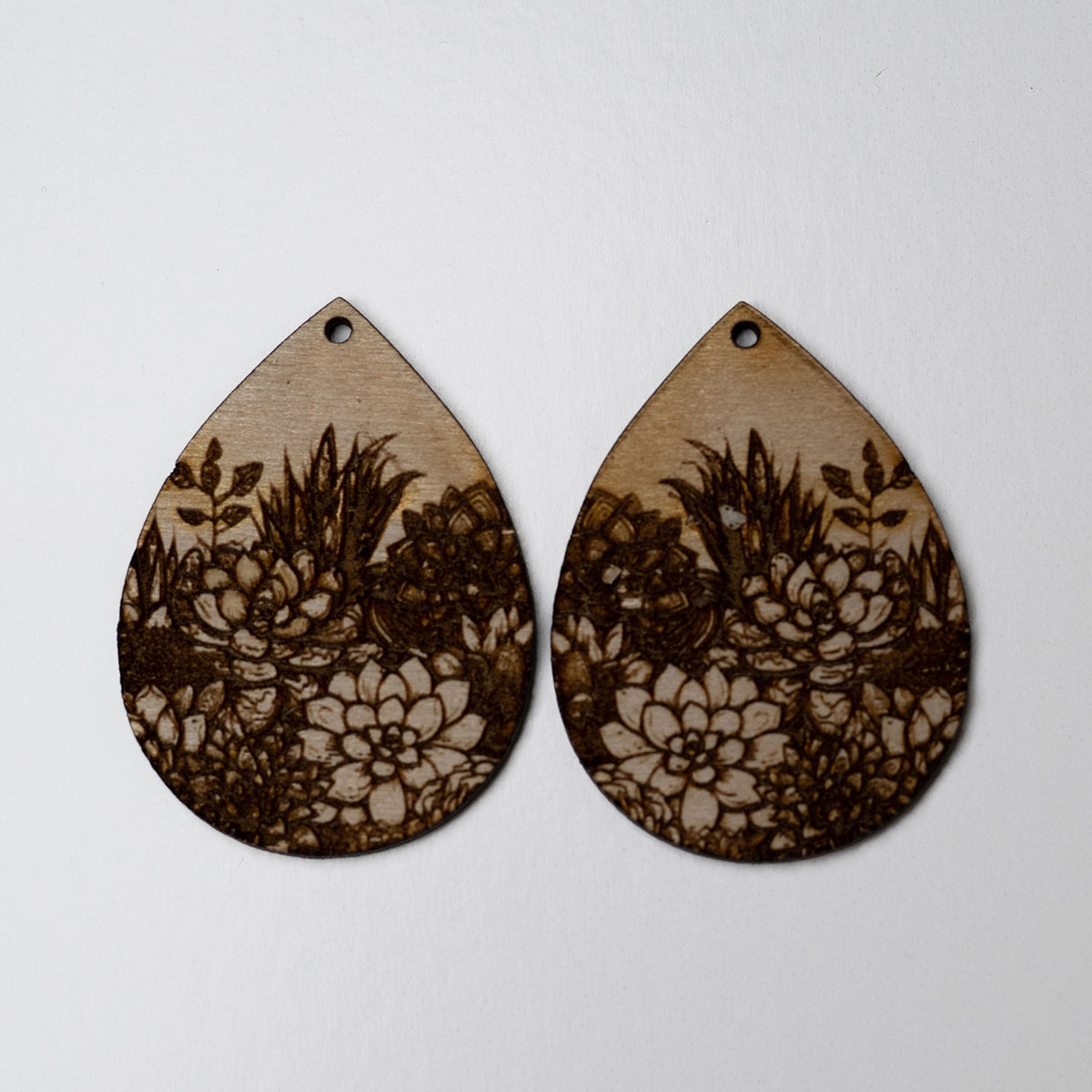 front-back succulent earrings Succulent Dangle Teardrop Earrings – Glowforge Shop