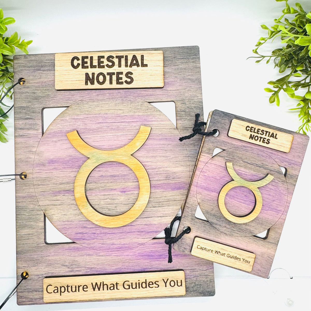 Taurus Celestial Notes Notebook Cover - Editable Text (Set of 2) - Glowforge