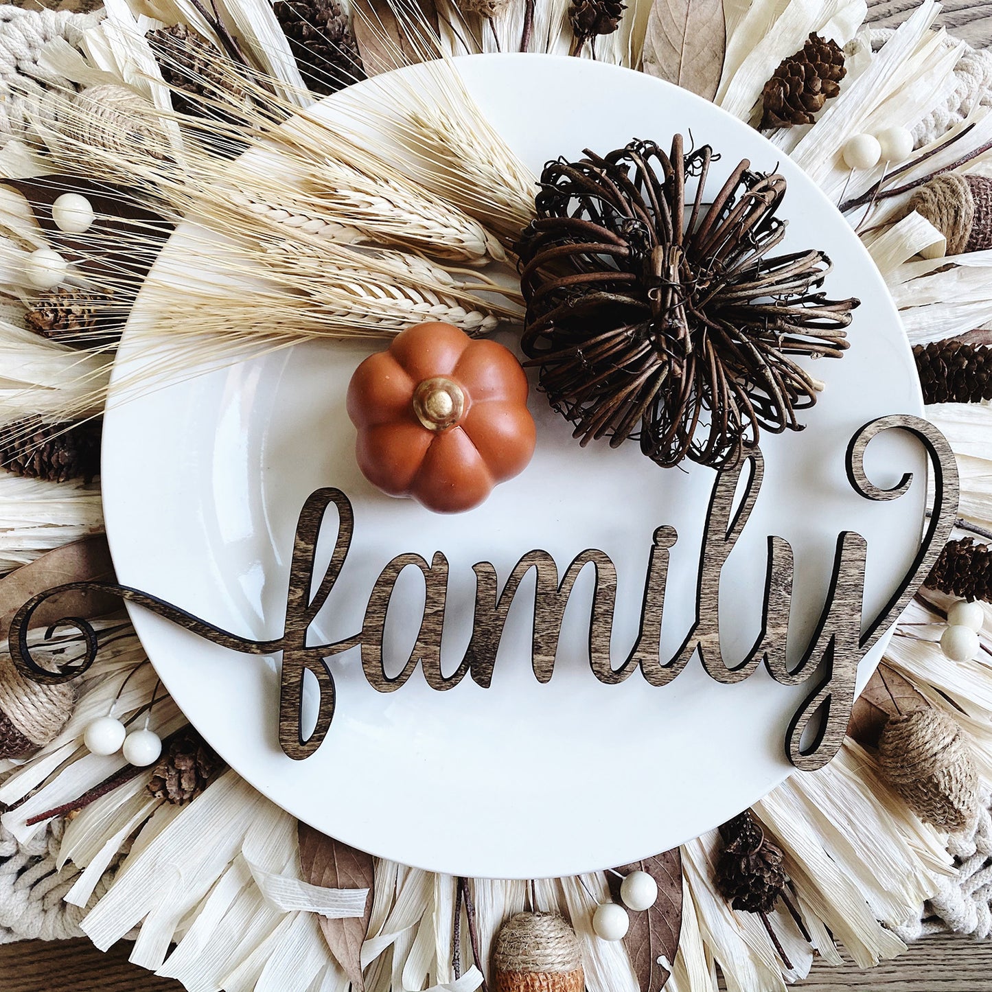 Thanksgiving Fall Plate Words Tablescape (Set of 6)