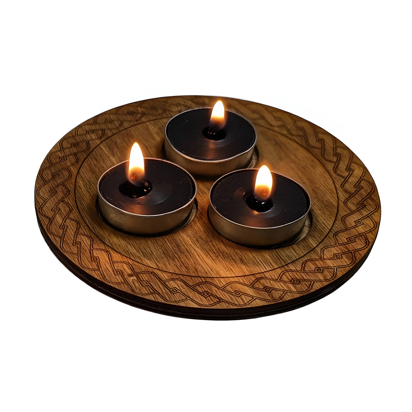 Triple Candle Holder - Celtic Knotwork Design Tealight Candleholder Witchy Décor