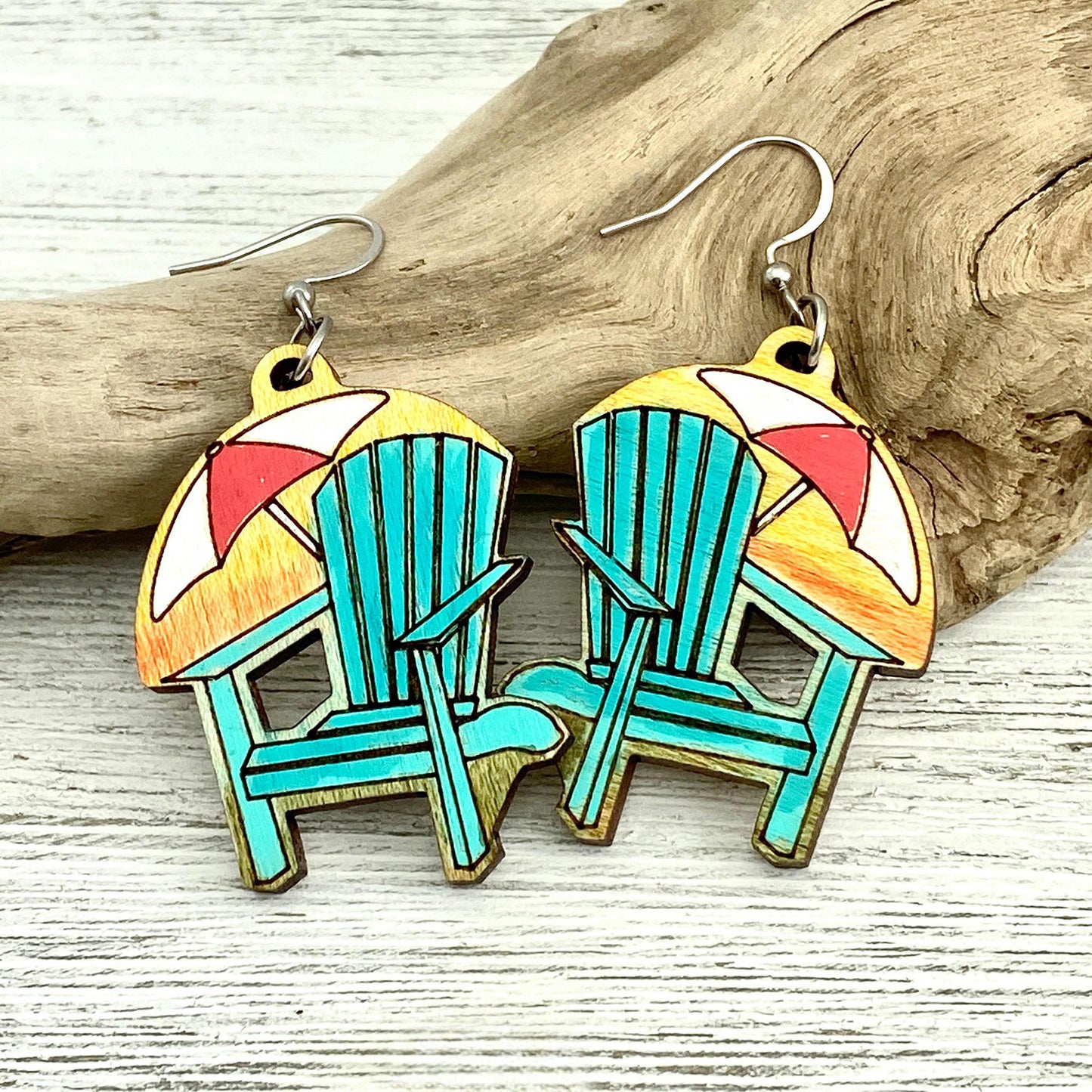 Vacation Sunset Adirondack Chair Earrings