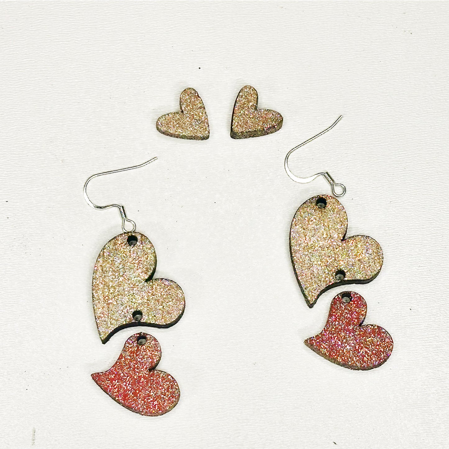 Glitter Heart Valentines Earrings