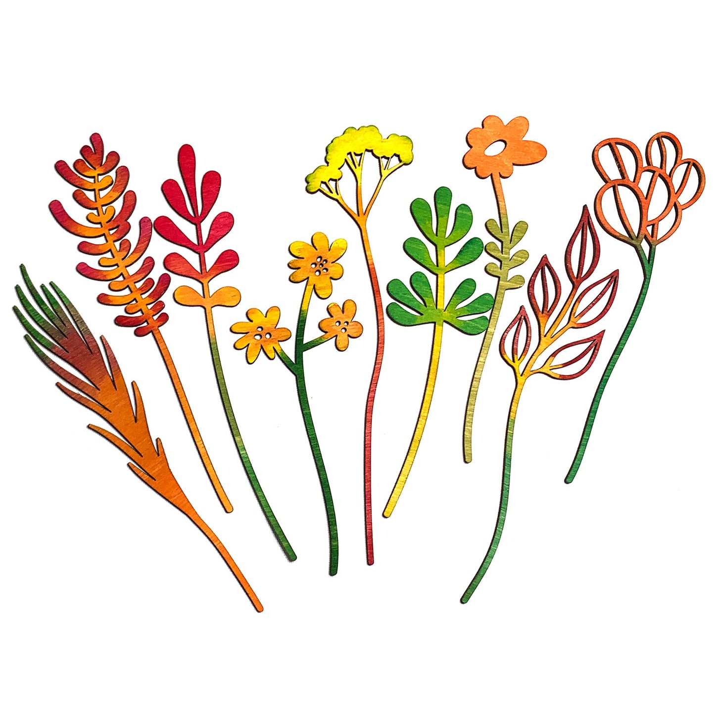 Vibrant Wooden Wildflowers for Home Décor (Set of 9)