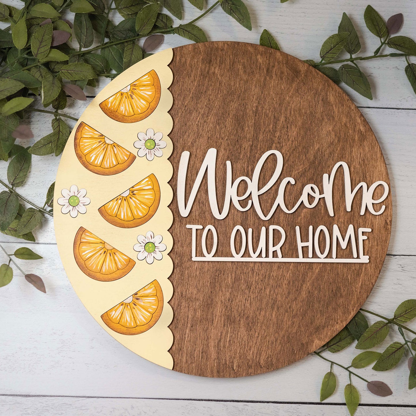 Welcome To Our Home With Citrus Fruit - Welcome Sign Door Hanger