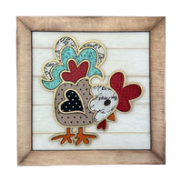 Whimsical Chicken Sign with Faux Shiplap and Farmhouse Frame 8x8 in. Ver. 2
