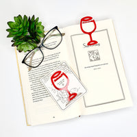 Wine Glass-Shaped Bookmark with Card Backer - Paperclip - Snack Bag Closure
