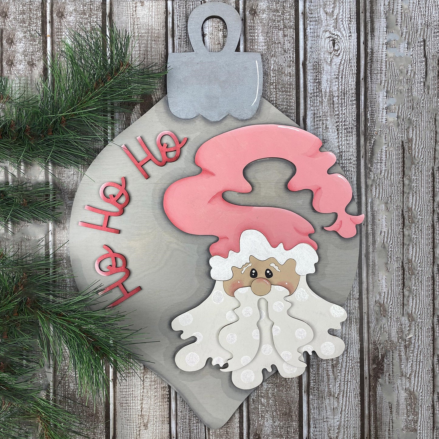 XL Whimsical Santa Ornament Sign