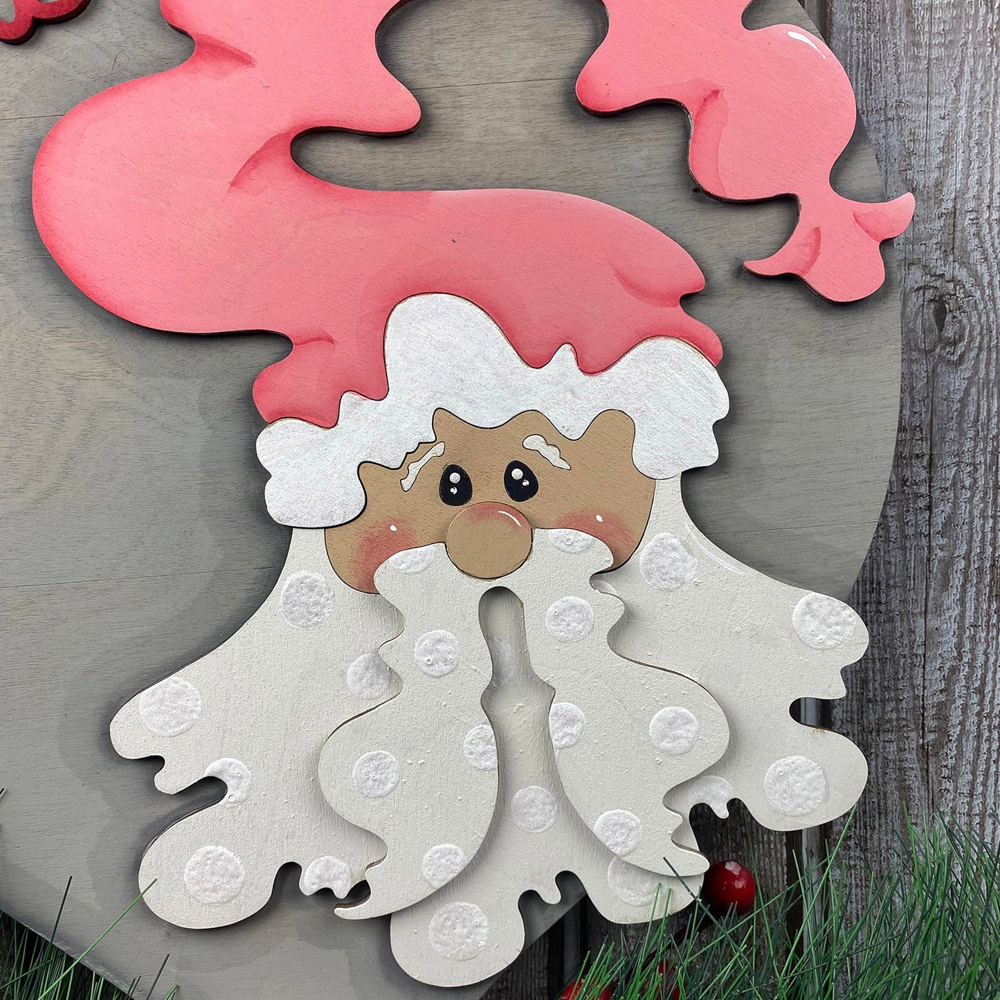 XL Whimsical Santa Ornament Sign