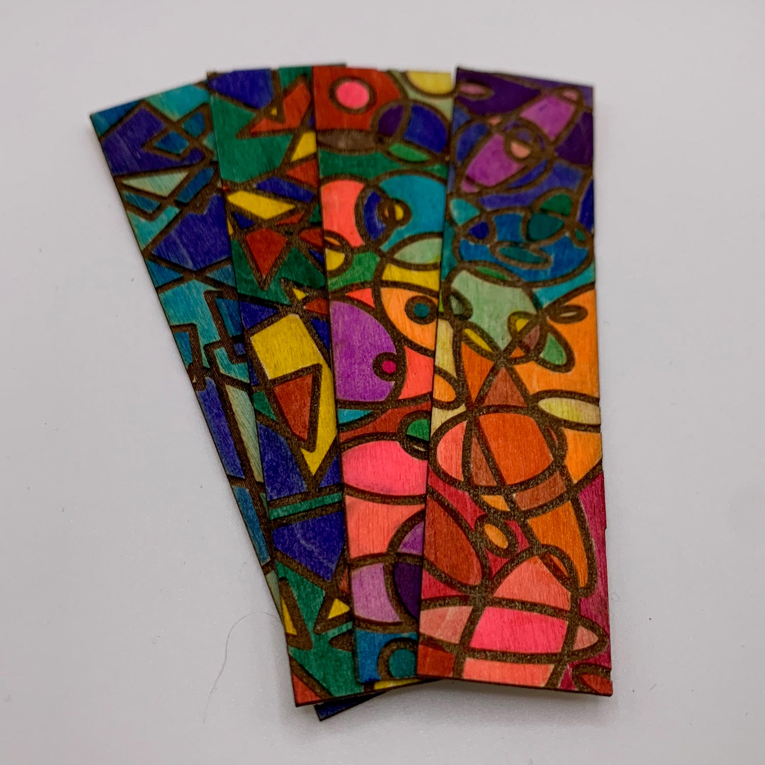Abstract Retro Geometric Bookmarks (Set of 4) – Glowforge Shop