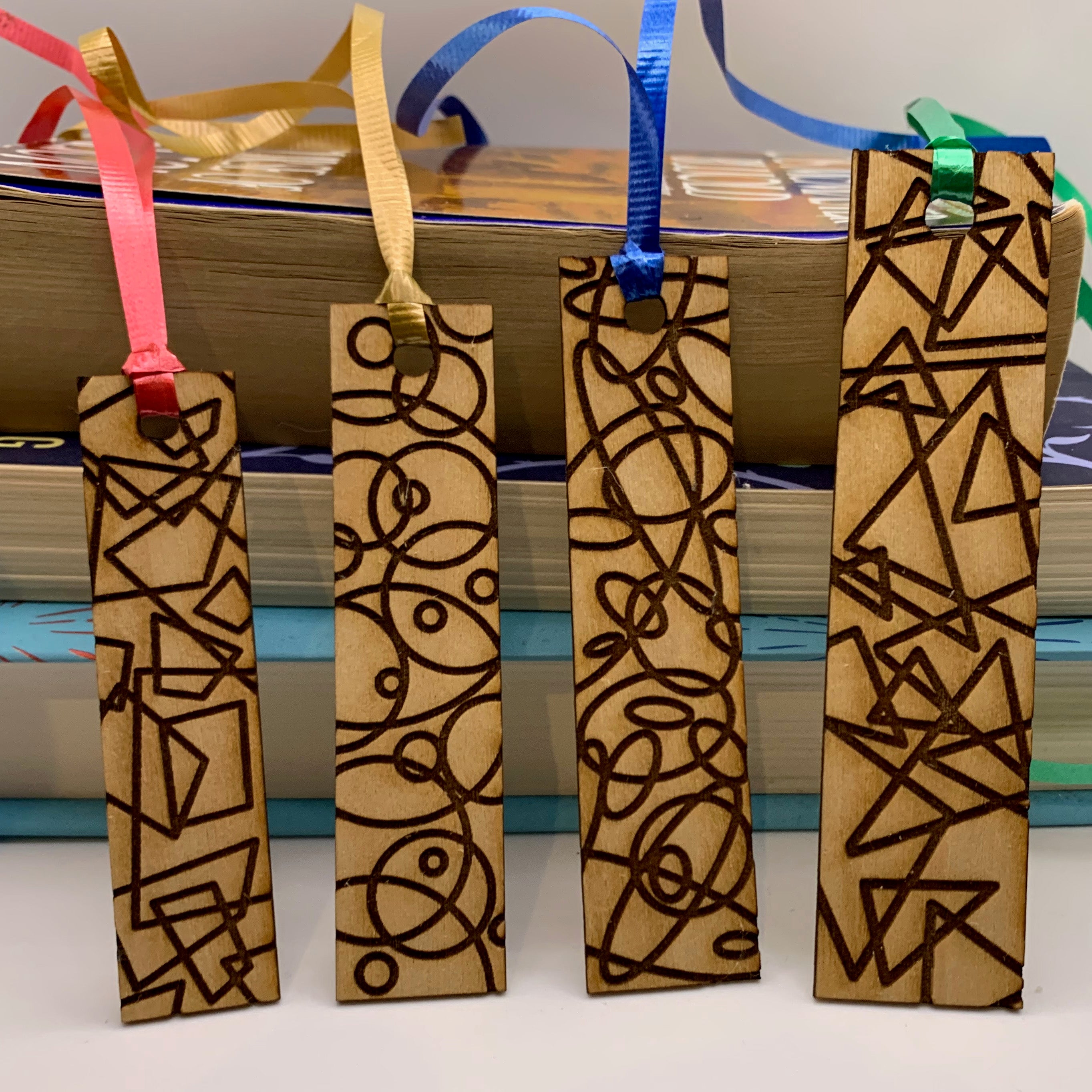Complex Bookmarks Abstract Retro Geometric Bookmarks (Set of 4) โ Glowforge Shop